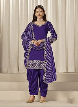 Blue Silk Embroidered Sequins With Mirror Work Salwar Suit Festive Wear