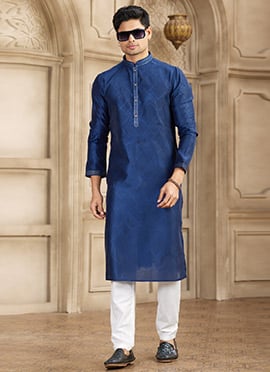 Blue Silk Kurta Pyjama