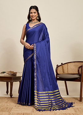 Blue Silk Zari Woven Saree