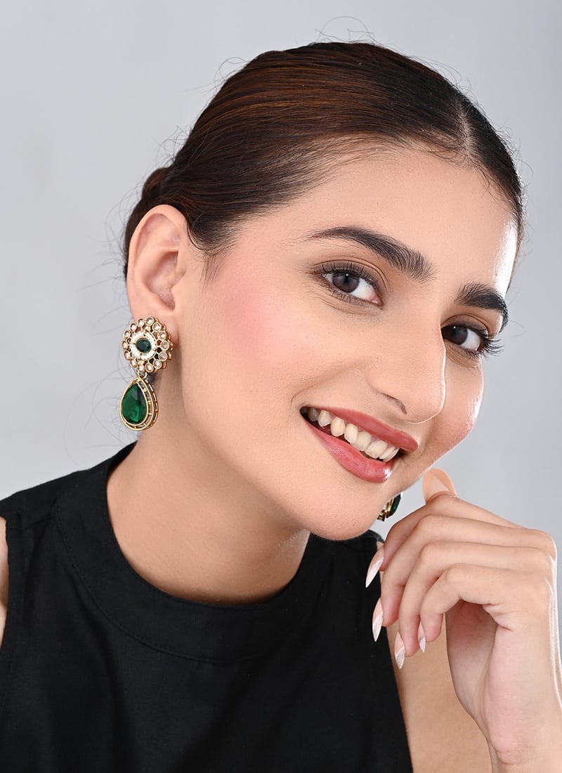 Blue Stone Studded Teardrop Earrings After Six Wear