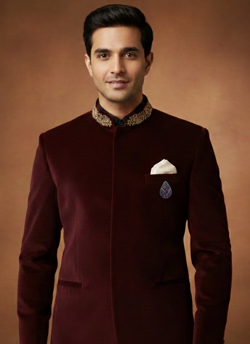 Blue Stone Work Brooch For Men