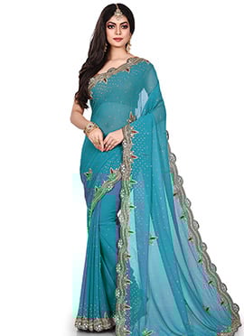 Blue Stones Embellished Saree