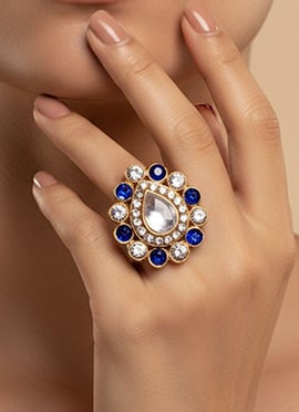 Blue Stones Kundan Ring