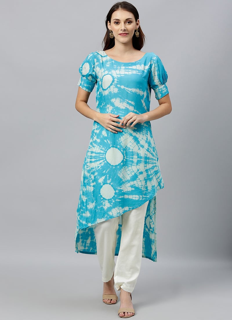 Blue Modal Asymmetrical Length Kurti
