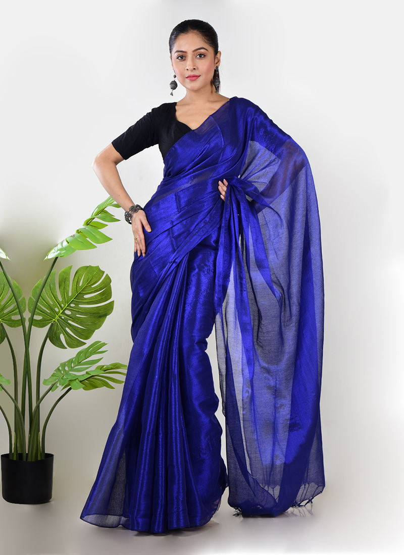 Blue Tissue Saree After Six Wear