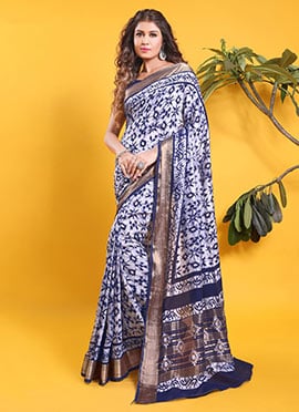 Blue Traditional Chanderi Silk Classic Saree
