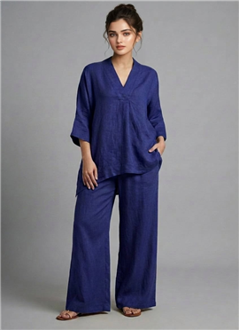 Blue Twilight Ease Cotton Co Ord Set