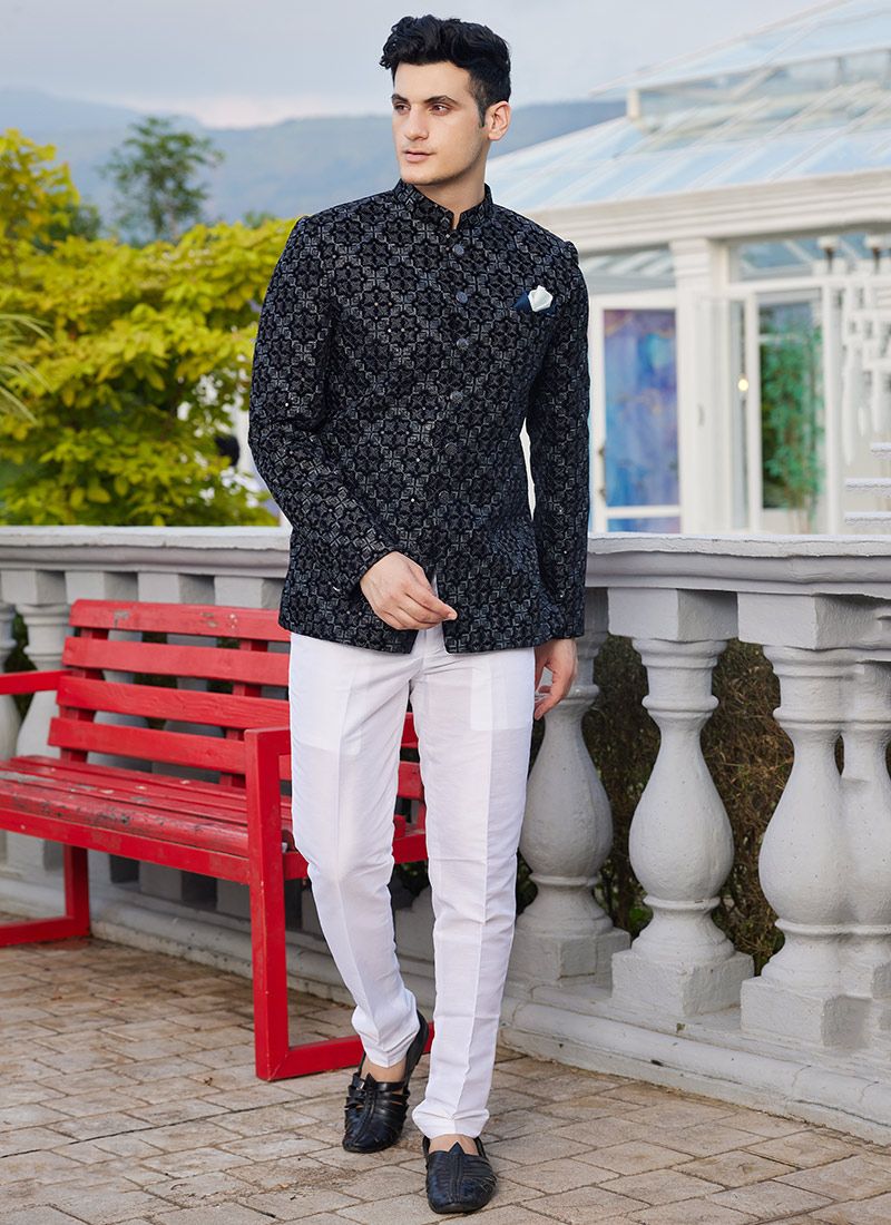 Blue Velvet Sequins Stunning Blazers