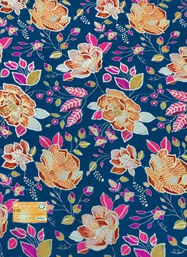 Blue Viscose Procion Print Fabric