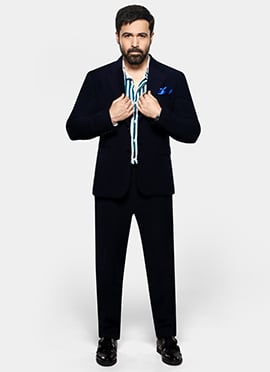 Emraan Hashmi Blue Wool Blend Suit
