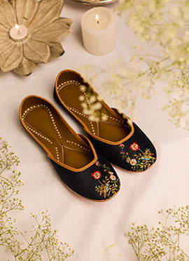 Blue Zardosi Hand Embroidered Beads Work Juti