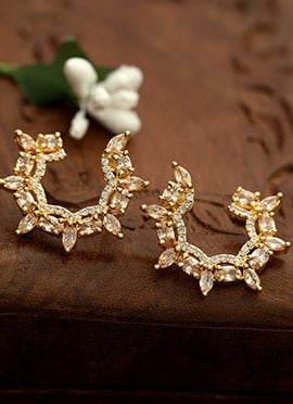 BlueGold Plated Kundan Pearl Dangler Earrings