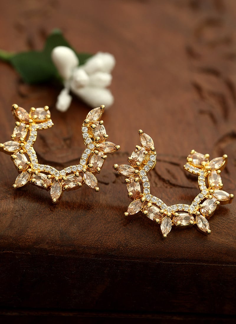 BlueGold Plated Kundan Pearl Dangler Earrings After Six Wear