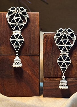 Bold Black Kundan Danglers