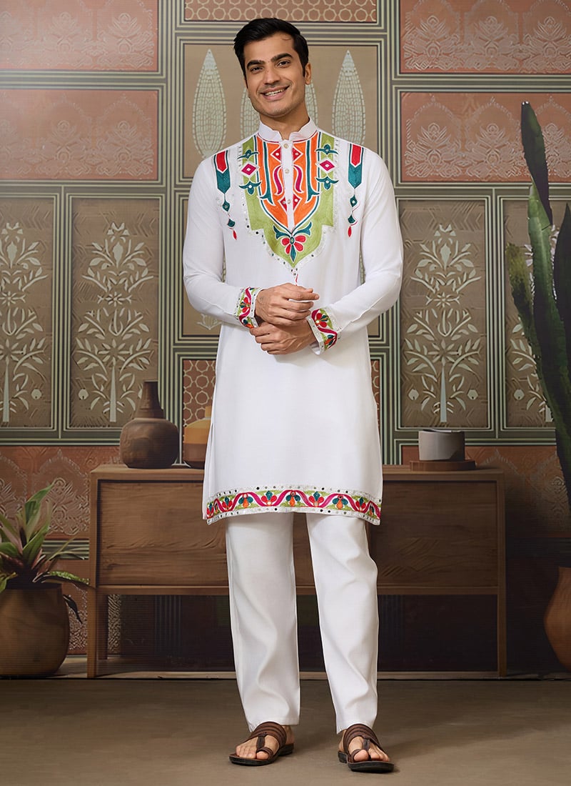 Bold Black Viscose Silk Embroidered Sequins Thread Kurta