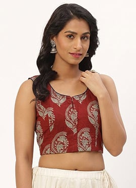 Bold Red Cotton Printed Blouse