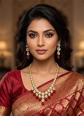Bold Red Kundan Pearl Necklace