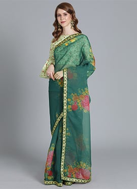 Ethnovog Green Saree