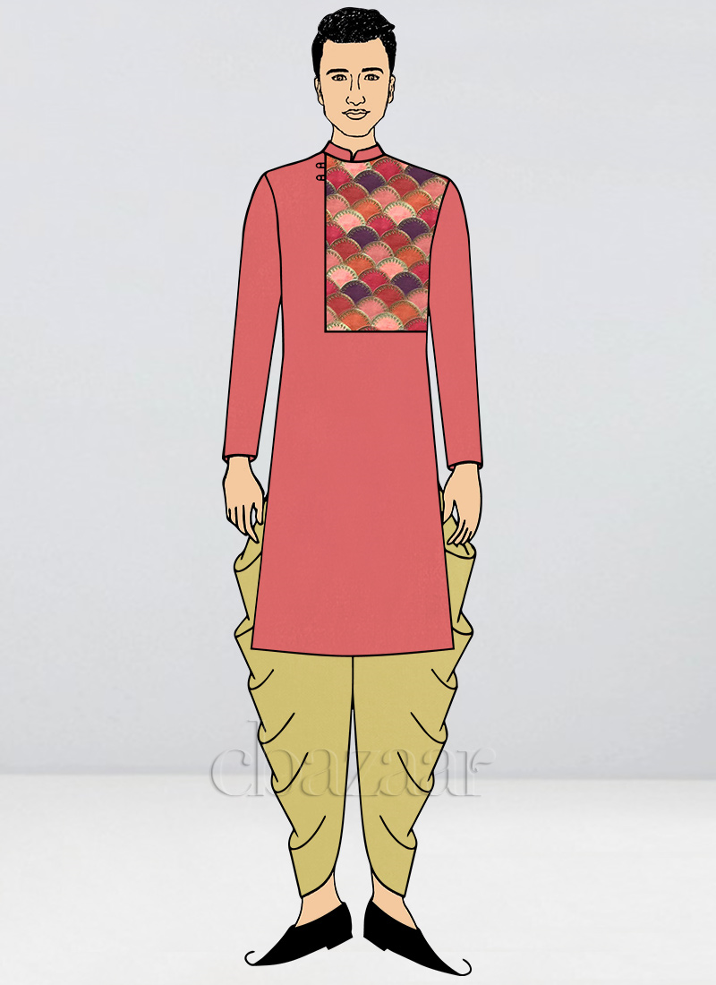Ethnovog Custom Made Pink Dhoti Kurta Wedding Wear Festive Wear Party Wear