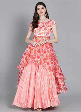 Ethnovog Pink Indowestern Set