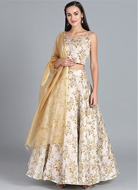 Ethnovog Foil Print Lehenga Set