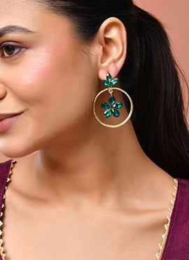 Bottle Green Kundan Drops