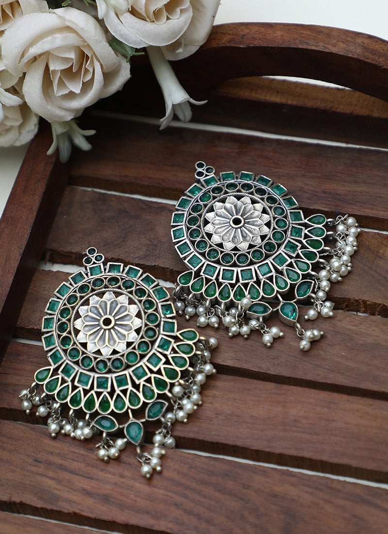 Breathtaking Green Alloy Danglers Party Wear-ERDSTB405432