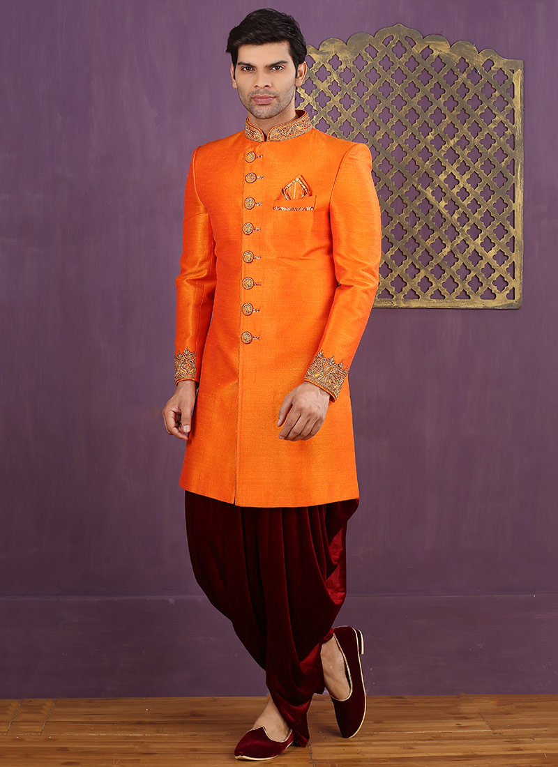 sherwani with dhoti style
