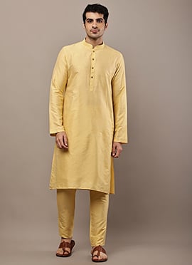Bright Yellow Viscose Silk Kurta Pyjama