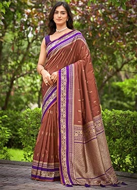 Bronze Banarasi Silk Zari Woven Saree