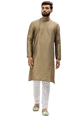 Brown Art Silk Kurta Pyjama