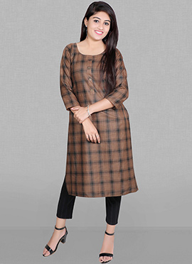 Brown Knee Length Kurtis For Women