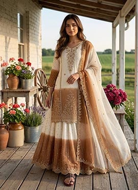 Brown Georgette Embroidered Sequins Palazzo Suit