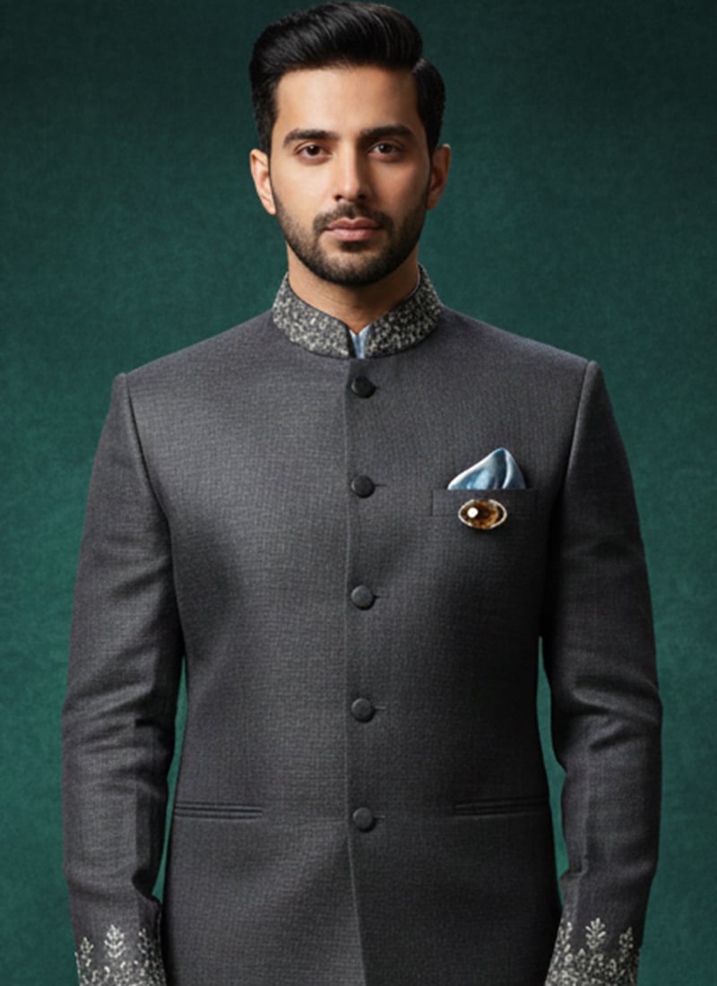 Brown Kundan And Stone Work Brooch For Men