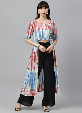 Brown N Black Long Top N Wide Leg Bottom