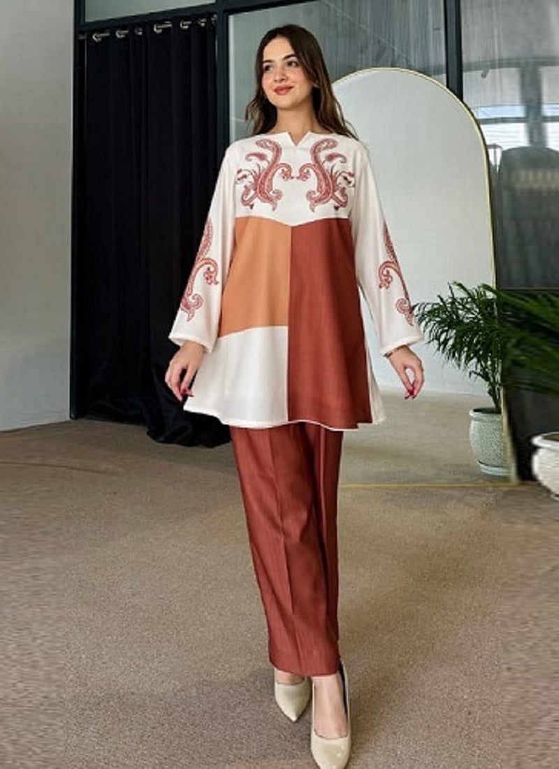 Brown Printed Indowestern Co ord Set After Six Wear