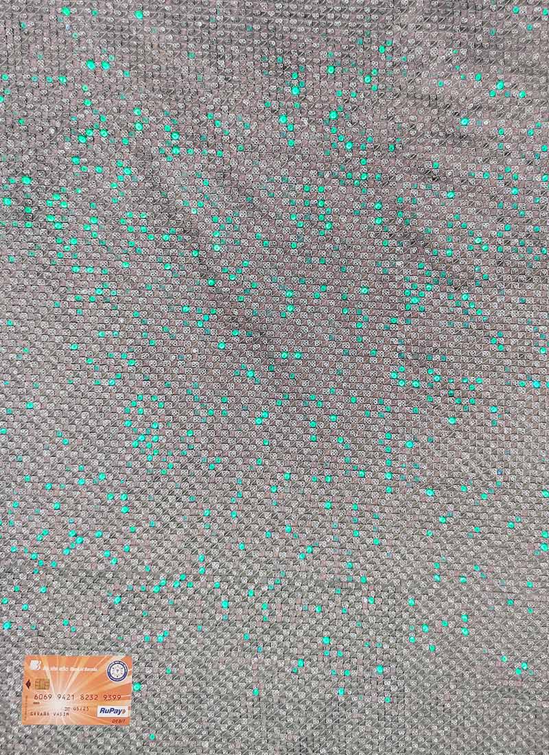Grey Sequins Organza Fabric