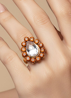 Brown Stones Kundan Ring