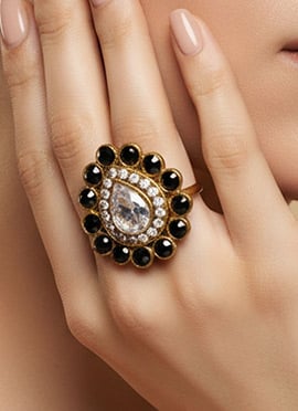 Brown Stones Kundan Ring