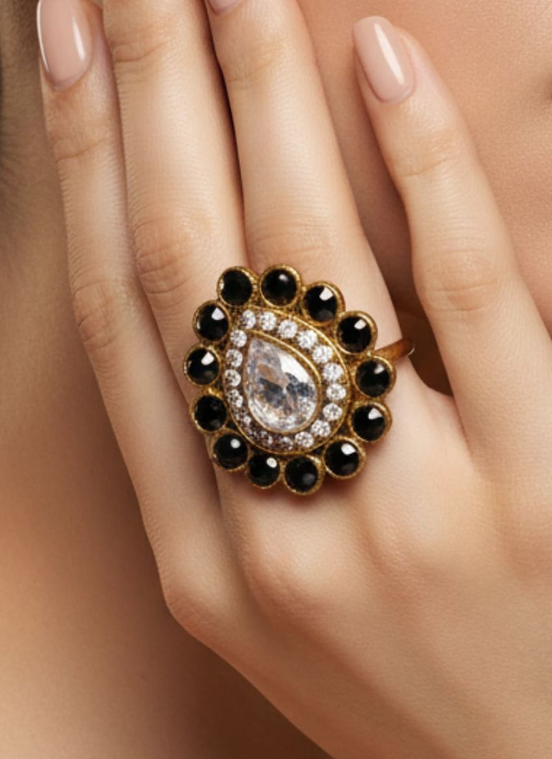 Brown Stones Kundan Ring Festive Wear