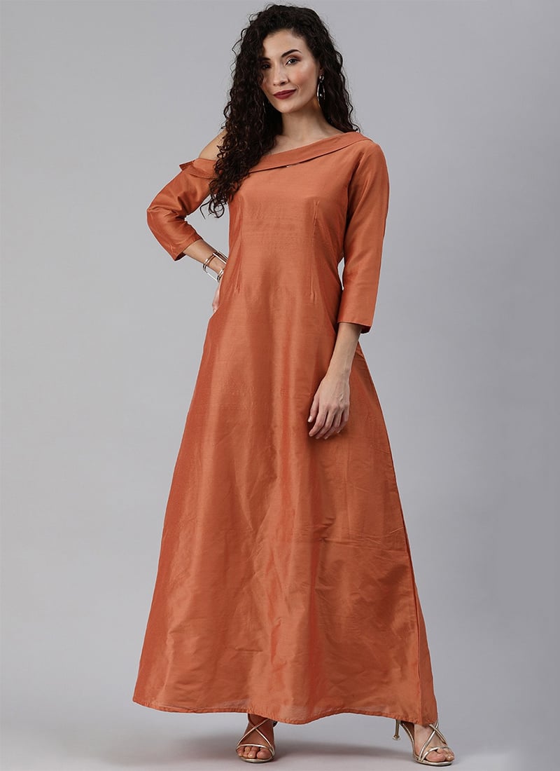 Brown Modal One Shoulder Dress