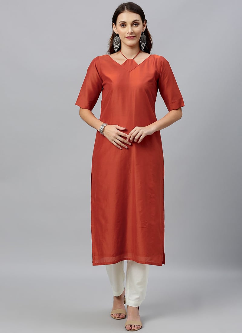 Brown Modal woven Straight Kurti