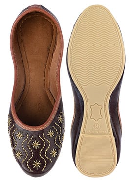 Brown Zari Work Juti