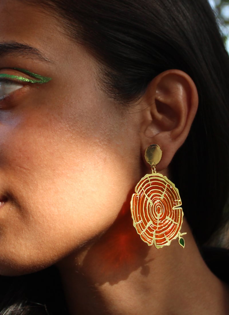 Brownish Red Danglers Festive Wear