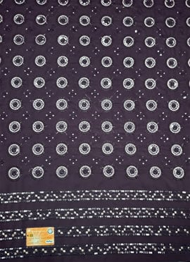 Purple Georgette Embroidered Fabric