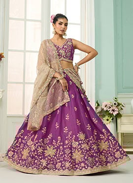 Burgundy Georgette Sequins Stones Embroidered Cut Work Umbrella Lehenga Wedding Wear