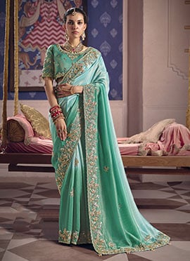 Captivating Rama Shahed Viscose Tissue Beads Embroidered Sequins Saree