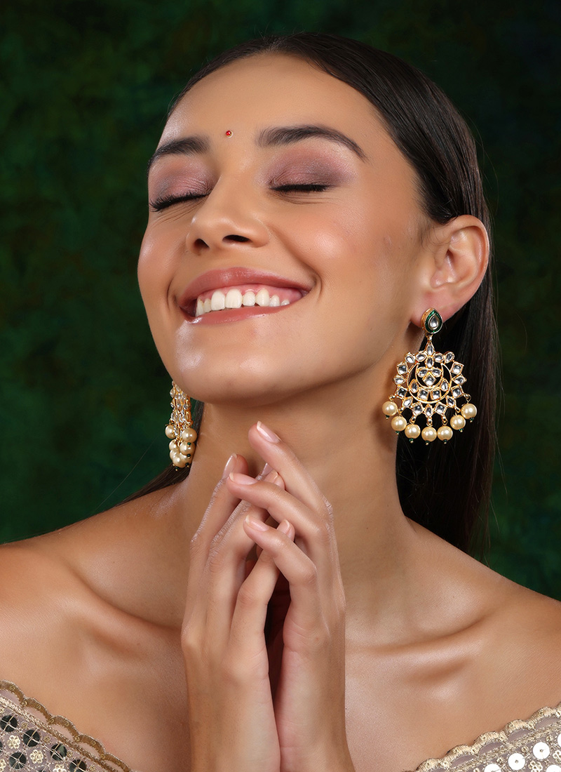 Chaand Bali Gold Plated With Kundan And Pearl Work After Six Wear