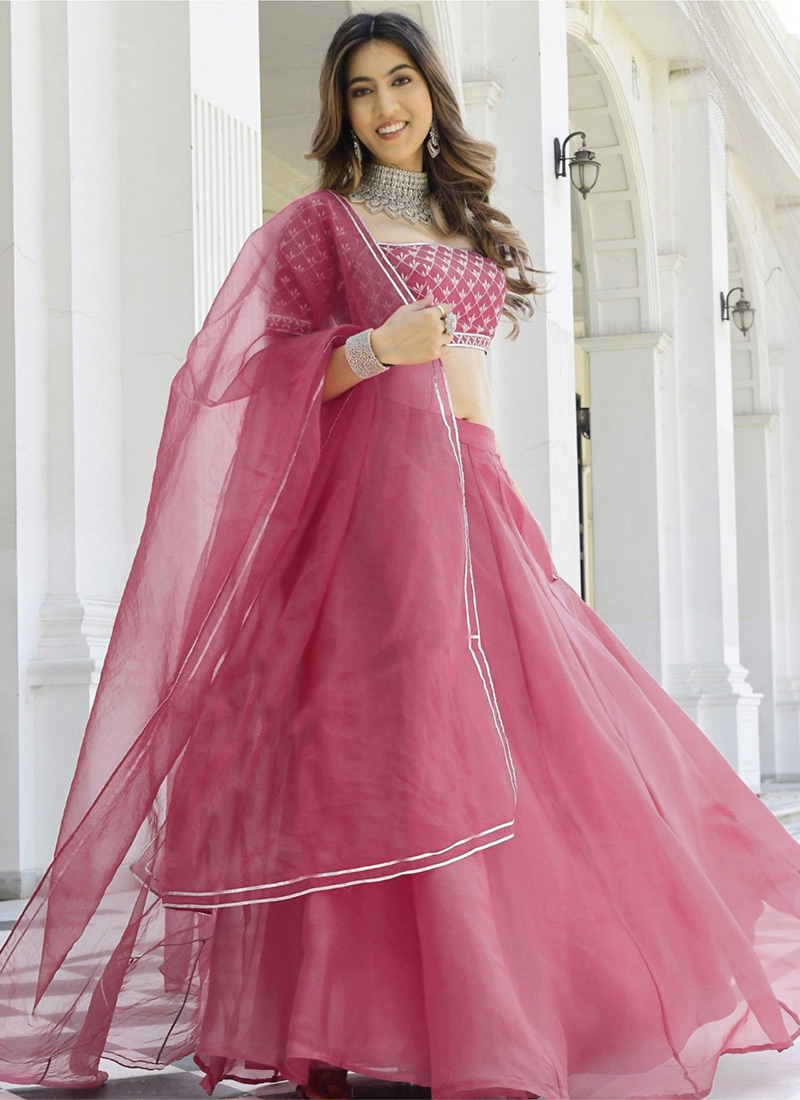 Charming Gajri Organza Embroidered Lehenga After Six Wear