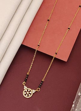 Charming Gold Beads Stones Mangalsutra